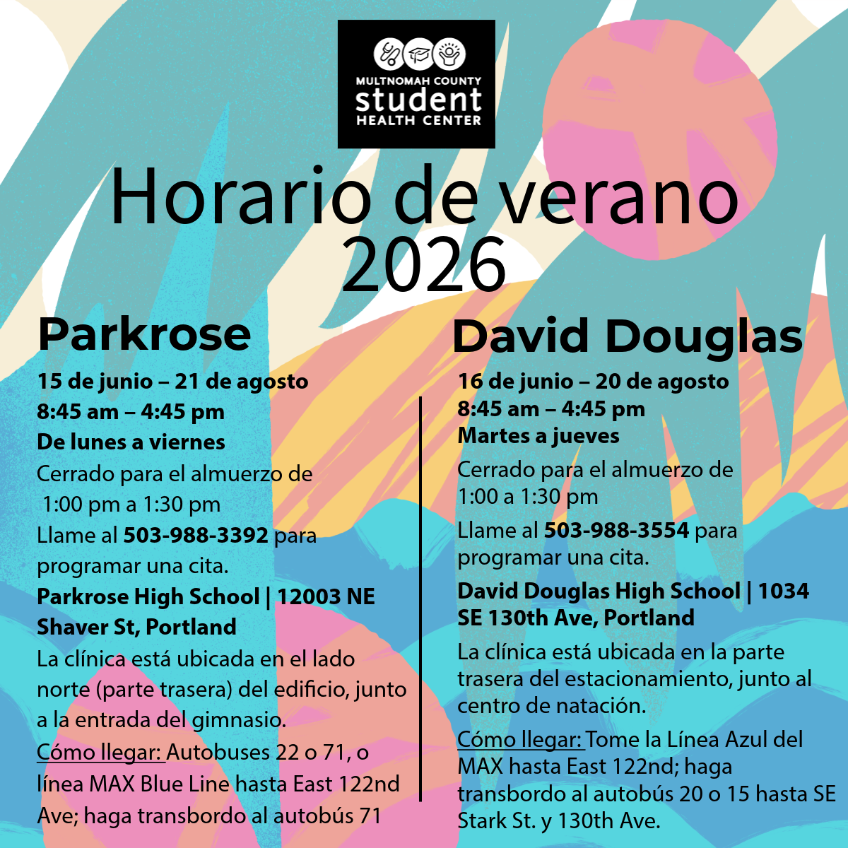 Parkrose y David Douglas abren para las vacaciones de verano.