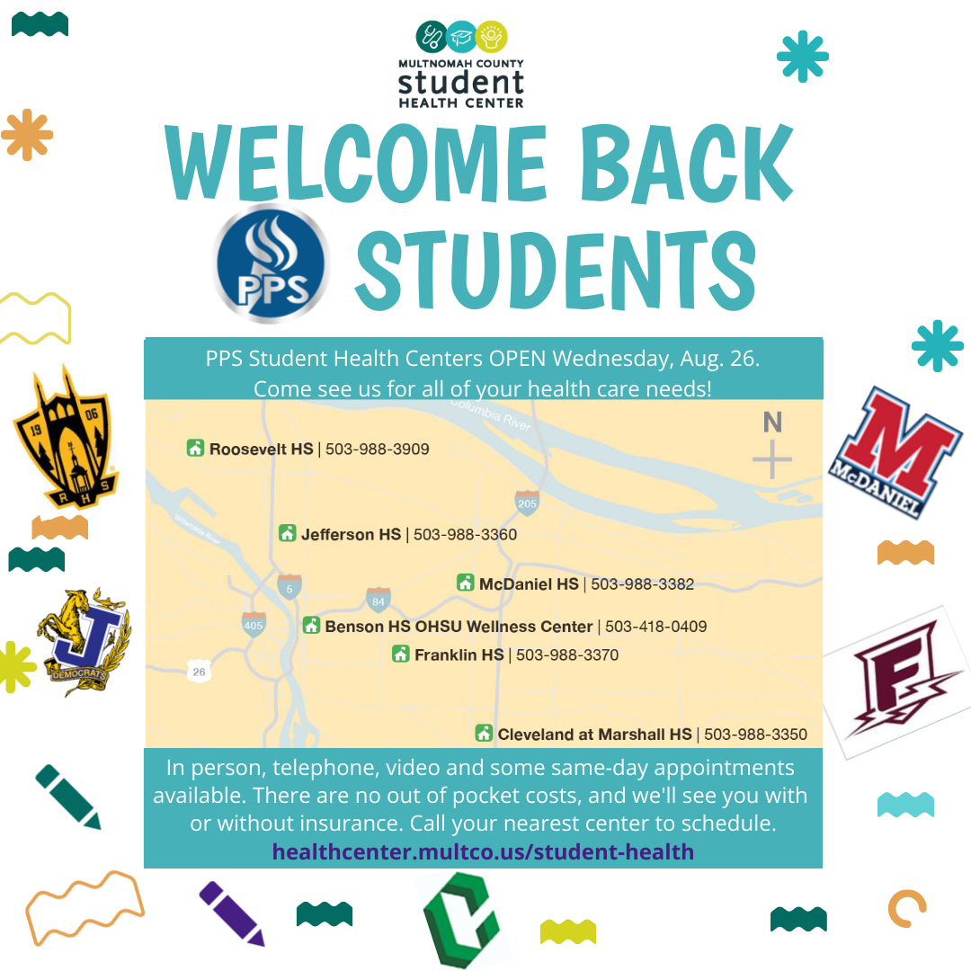 PPS Schools are open and so are the Student Health Centers 