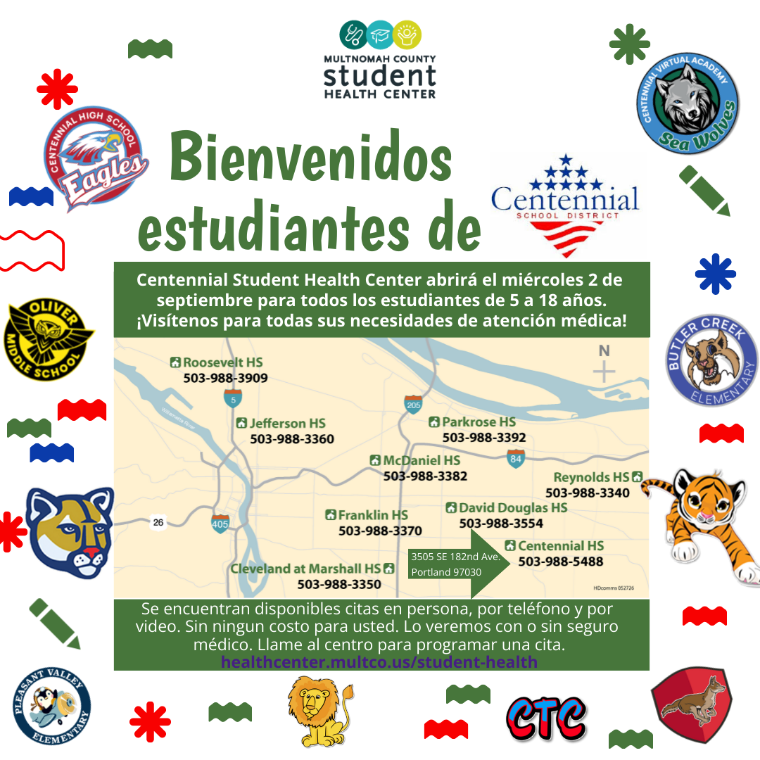 Bienvenidos estudiates de Centennial School District