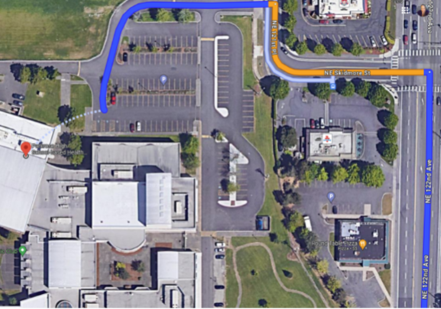 Directions to the Student Health Center at Parkrose High School